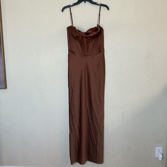 HOUSE OF CB  'Charmaine' Chocolate Corset Maxi Dress brown NWOT size M - Picture 6 of 16
